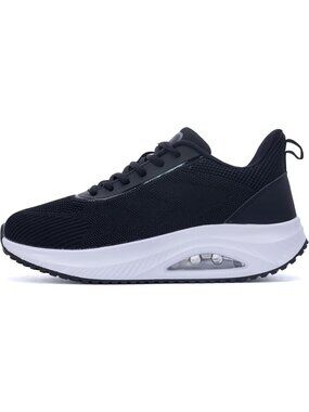 Women's Black White Sneakers Lace-up Slip On Walking Tennis Shoes Easy To Wear